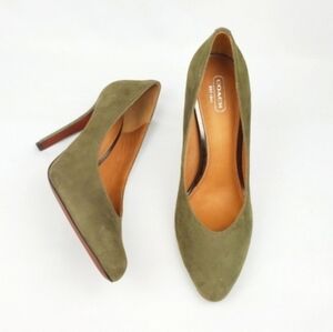 Coach Urban Seude Leather Green Heels Pumps
